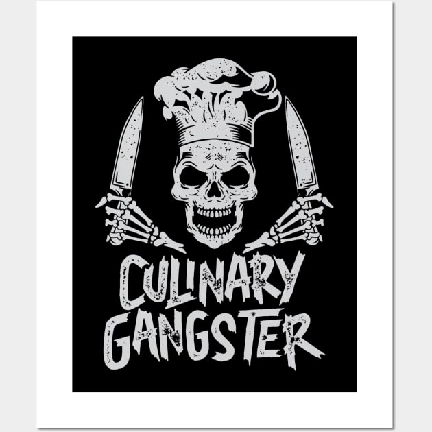 Chef Culinary GangsterCook Skull Cooking Knife Wall Art by Saboia Alves